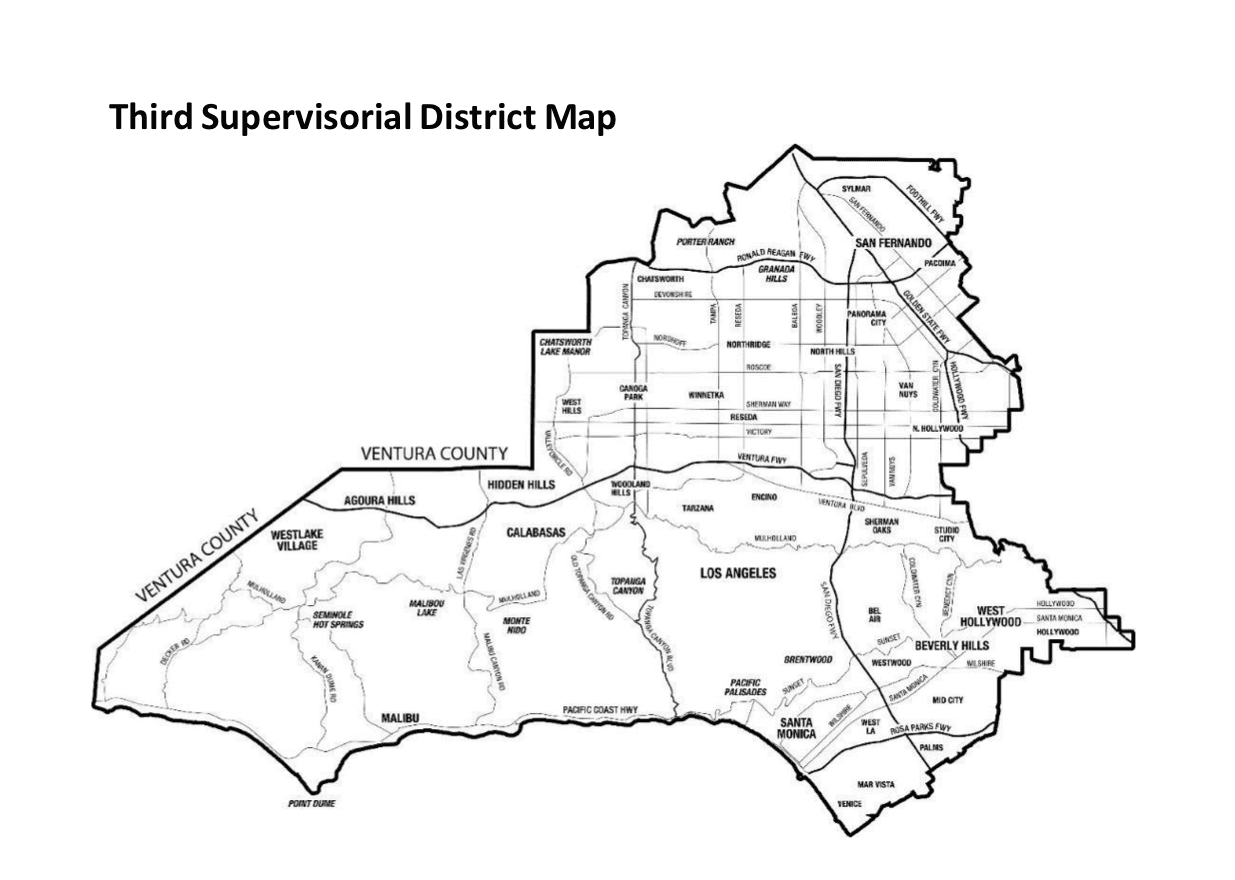 Mapa del Tercer Distrito Supervisorial del Condado de LA